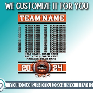 Football Shirt Back Custom PNG, Custom Football Roster Design, Shirt Back Roster Design, Football Personalized PNG, We Customize For You