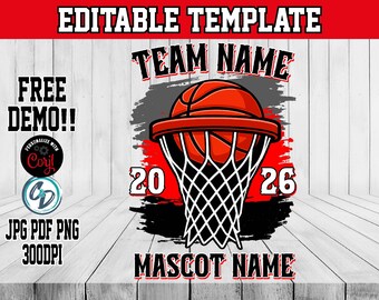 Basketball Team Shirt Template Editable in Corjl, Custom Jersey Design with Roster Back, Youth Sports Template, Instant Download