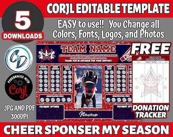 Corjl Editable Cheerleading Sponsor My Season Fundraiser, Cheer Fundraiser Template, Digital Cheer Fundraiser, Editable Fundraiser Ideas
