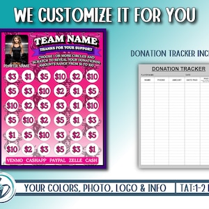 Raccolta fondi personalizzata da grattare per cheerleader, Idea personalizzata per raccolta fondi per cheerleader, Migliore donazione di tifo, Raccolta fondi di tendenza, Personalizziamo