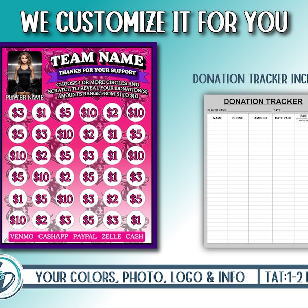 Custom Cheerleading Scratch Off Fundraiser, Personalized Cheerleader Fundraiser Idea, Best Cheer Donation, Trending Fundraiser, We Customize