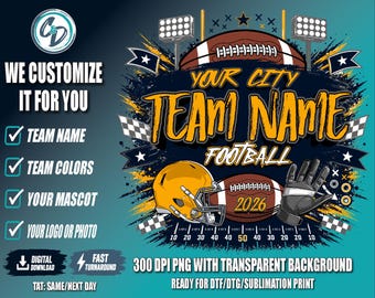 Custom Football Team Shirt Design | Personalized Football Spirit Wear | Youth Football Team Logo Shirt | Football Mom Booster Club Apparel