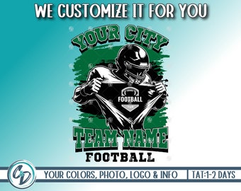 Custom Football Player Ripping Shirt Design, Custom Football Grunge PNG, Sublimation DTF, Football Mom, Personalized Football, We Customize