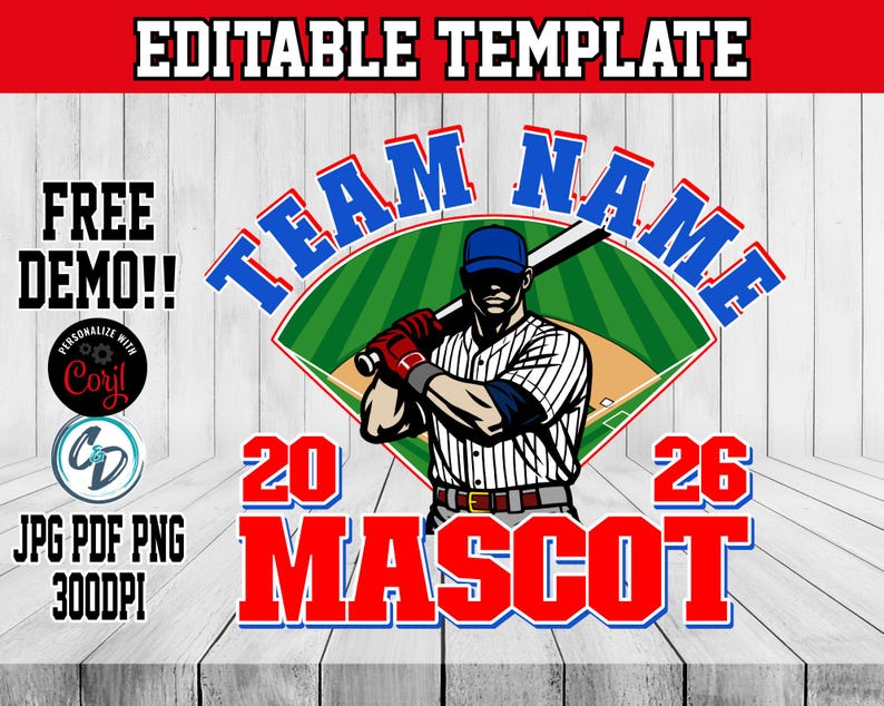 Baseball Shirt Design Bundle Editable in CORJL | 8 Custom Team ...