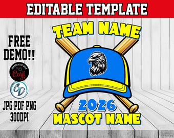 Editable Softball Apparel Design Template CORJL | Personalized Team Shirt Graphic for Hats & Totes | State National Championship Playoffs