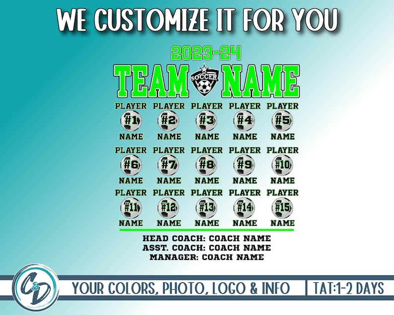 Design With Team Roster Backj Soccer Shirt Back Custom PNG, Soccer Personalized PNG, Custom Soccer ...