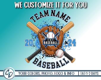 Custom Baseball Team Design, Baseball Custom Mascot PNG, Sublimation DTG , Baseball Paint Splatter, Personalized Baseball PNG, We Customize
