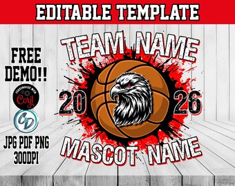 Basketball Jersey Template Editable in Corjl, Team Shirt Design with Full Roster Back and Number Back, Instant Download Easy Editable