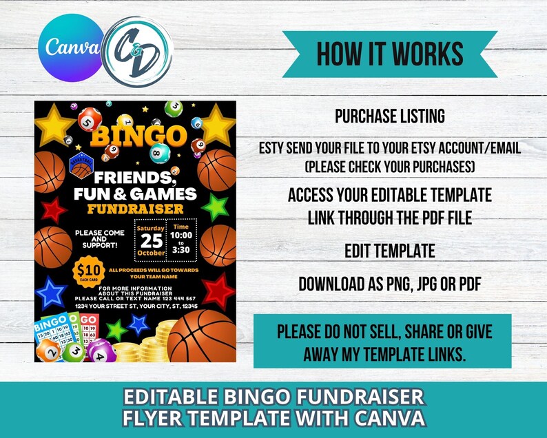 Basketball Bingo Fundraiser Flyer Editable Bingo Fundraiser Day Canva