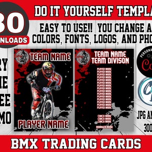 Modèle de carte BMX personnalisable - conception de carte de sport modifiable, modèle de carte de course de vélo modifiable Corjl, carte de collection BMX personnalisée