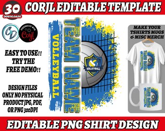 Corjl Editable Volleyball Pom Design PNG, Volleyball Team PNG Design, Custom Volleyball Editable Template, Easy Editable Design DTF Dtg