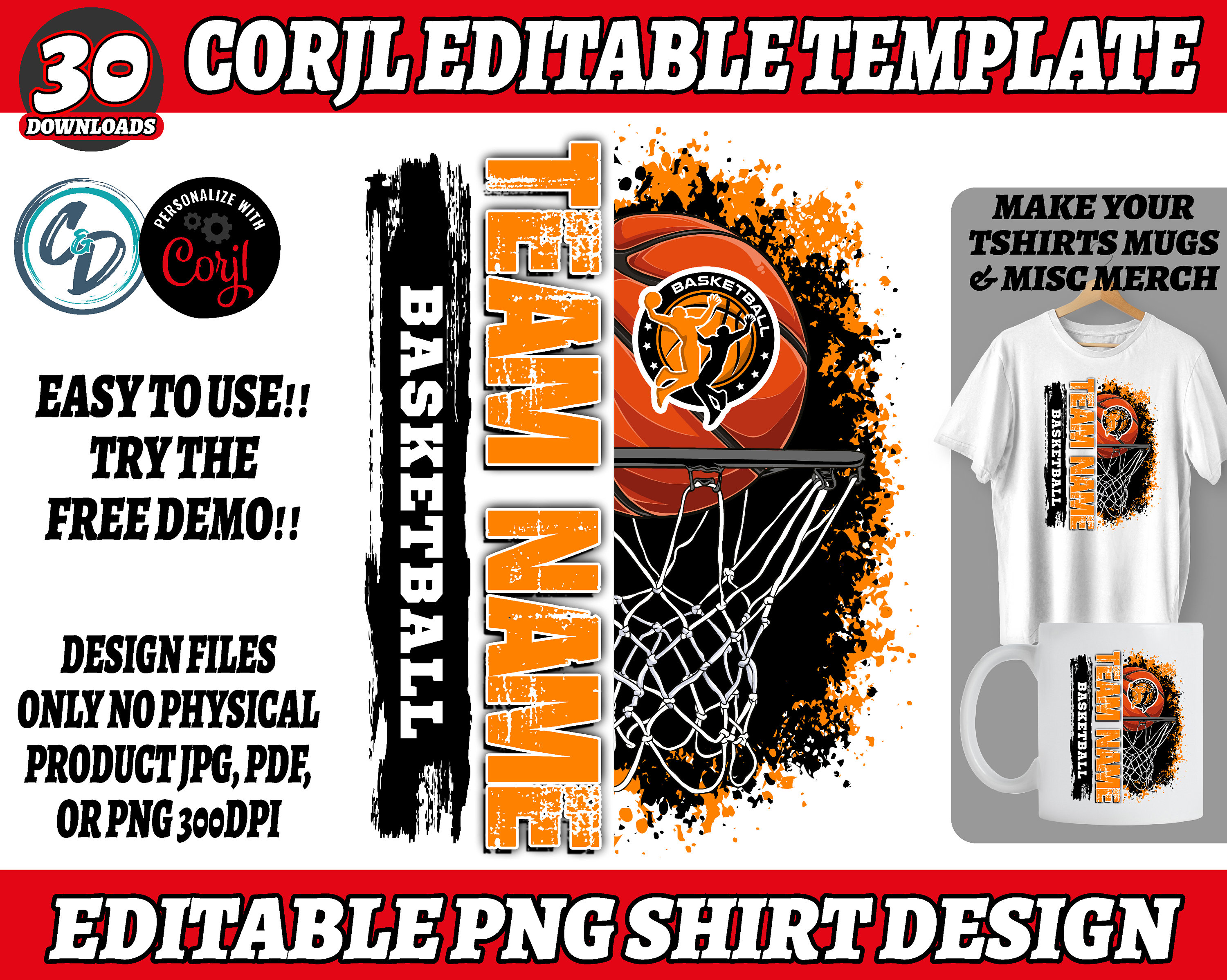Basketball Editable Frame Corjl Editable Basketball Hoop Design PNG, Basketball Team PNG Design ...