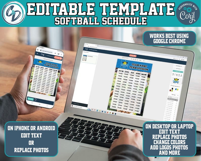 Corjl Editable Tennis Schedule Maker Template, Customizable Tennis