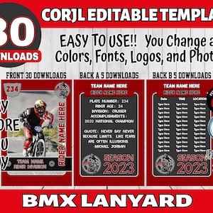 Anpassbare BMX Lanyard-Vorlage - Bearbeitbares Sport-ID-Kartendesign, Corjl bearbeitbare Fahrradrennen-Lanyard-Vorlage, kundenspezifisches Design