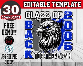 Class Reunion Printable Shirt Design | Editable School Reunion Template | Corjl SVG PNG PDF Files | School Mascot Homecoming Shirt Idea