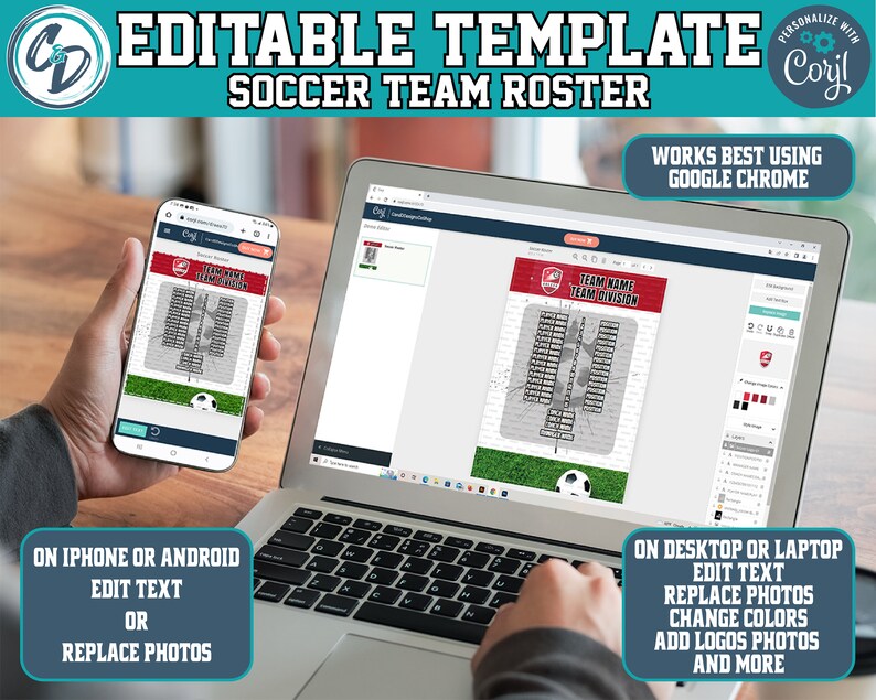 Customizable Soccer Roster Template, Editable Sports Roster Design ...