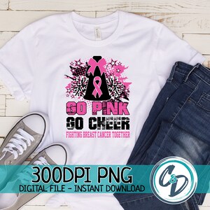 Go Pink Go Cheer Pom Poms Megaphone Png, Cheer Pink Month Png, Cheerleading Png, Sublimation Cheer Png, Digital Files Png, Instant Download