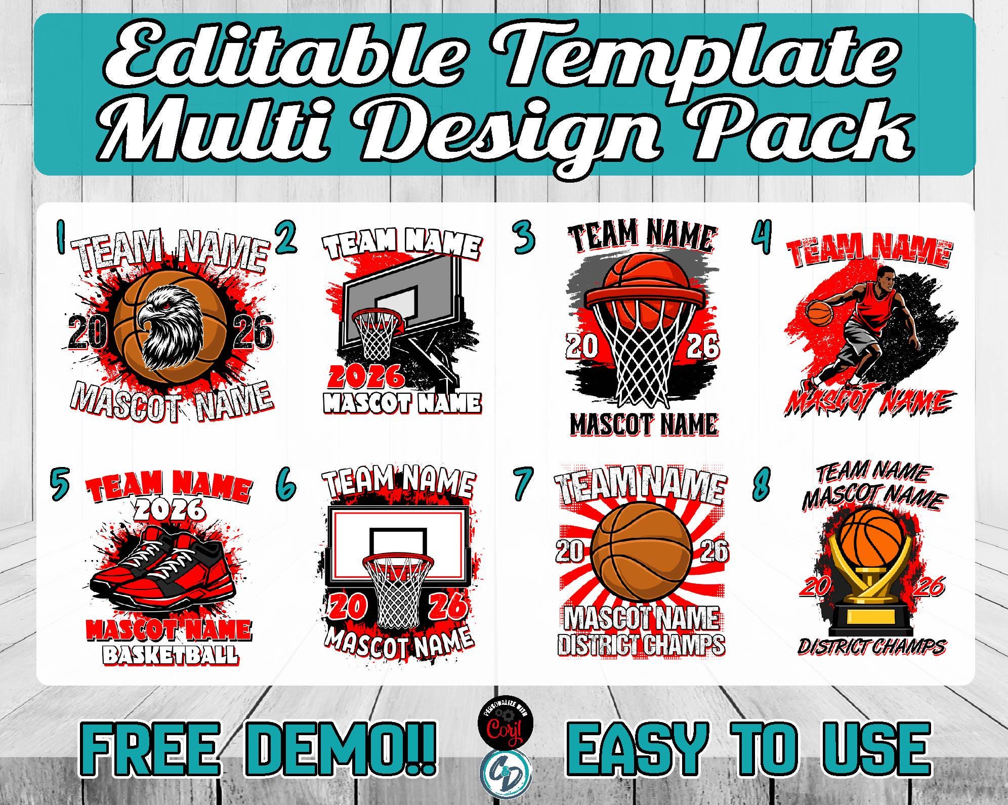 Basketball Editable Frame Basketball Editable Template Bundle Corjl, 8 Team Shirt Designs, Roster ...