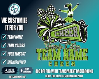 Custom Mascot Cheer Shirt Design | Team Spirit Graphic | School Mascot Cheerleading Shirt | Personalized Digital Design | Cheer Bow Design