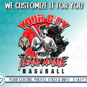 Custom Baseball Player Design, Baseball Team Custom Mascot, Sublimation DTF DTG, Baseball Team Spirit Design, Personalized Png, We Customize