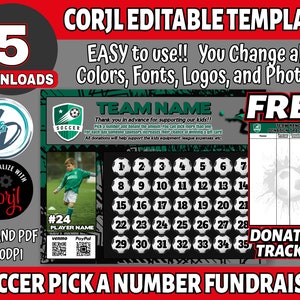 Corjl Editable Soccer Pick a Number Fundraiser, Soccer 1 to 35 Fundraiser Template, Soccer Digital Fundraiser, Editable Fundraiser Ideas