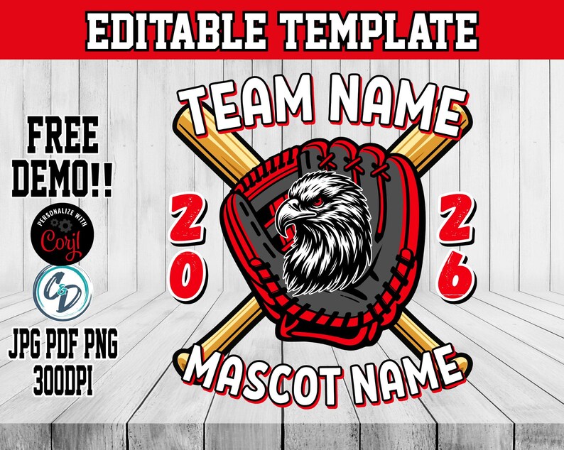 Baseball Shirt Design Bundle Editable in CORJL | 8 Custom Team ...