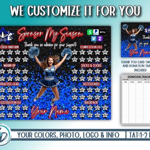Aangepaste cheerleadingsponsor mijn seizoensinzamelingsactie, gepersonaliseerde cheer digitale inzamelingsactie, ideeën voor cheerleaderdonaties, wij passen voor u aan!