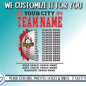 Custom Baseball Roster Design, Baseball Shirt Back Custom PNG, Shirt Back Roster Design, Baseball Personalized PNG, We Customize For You