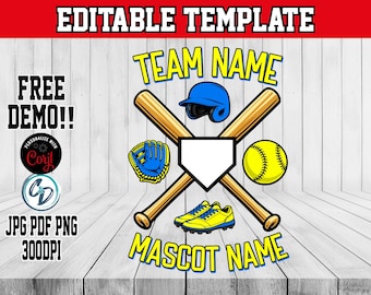 Softball Tournament Shirt Design Editable in CORJL | Custom Team Apparel Template for Shirts & Bags | State National Championship Playoffs