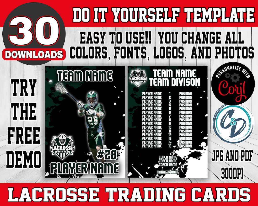 Customizable Lacrosse Card Template Editable Sports Card Design, Corjl