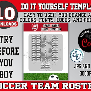 Customizable Soccer Roster Template, Editable Sports Roster Design, Corjl Editable Soccer Roster Maker, Custom Soccer Design Template
