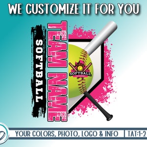Custom Softball Team Design, Softball Custom Mascot PNG, Shirt Design, Softball Sublimation DTG, Personalized Softball Grunge, We Customize