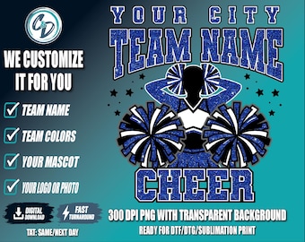 Custom Cheer Shirt Design | Personalized Cheer Team T-Shirt Design | Mascot Spirit Shirt | School Cheerleading Graphic | Digital Download