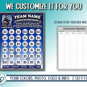 Raccolta fondi da grattare personalizzata per il calcio, Idea per raccolta fondi per il calcio personalizzata, Migliore donazione per il calcio, Raccolta fondi di tendenza, Personalizziamo!