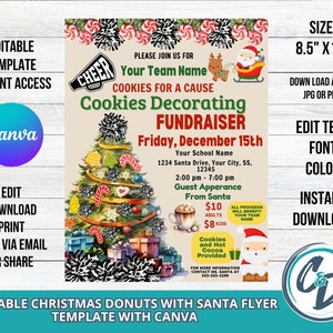 Cheerleading Christmas Cookie Decorating With Santa Fundraiser Flyer Cheer Christmas Cookie Party Canva Editable Template Digital Download