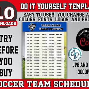 Customizable Soccer Schedule Template, Editable Sports Schedule Design, Corjl Editable Soccer Schedule Maker Template, Custom Soccer