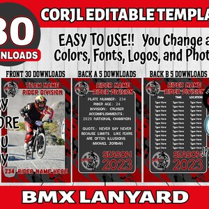 Anpassbare BMX Schlüsselband Vorlage - Bearbeitbares Sport ID Karten Design, Corjl Bearbeitbare Fahrrad Racing Schlüsselband Vorlage, Kundenspezifisches Design