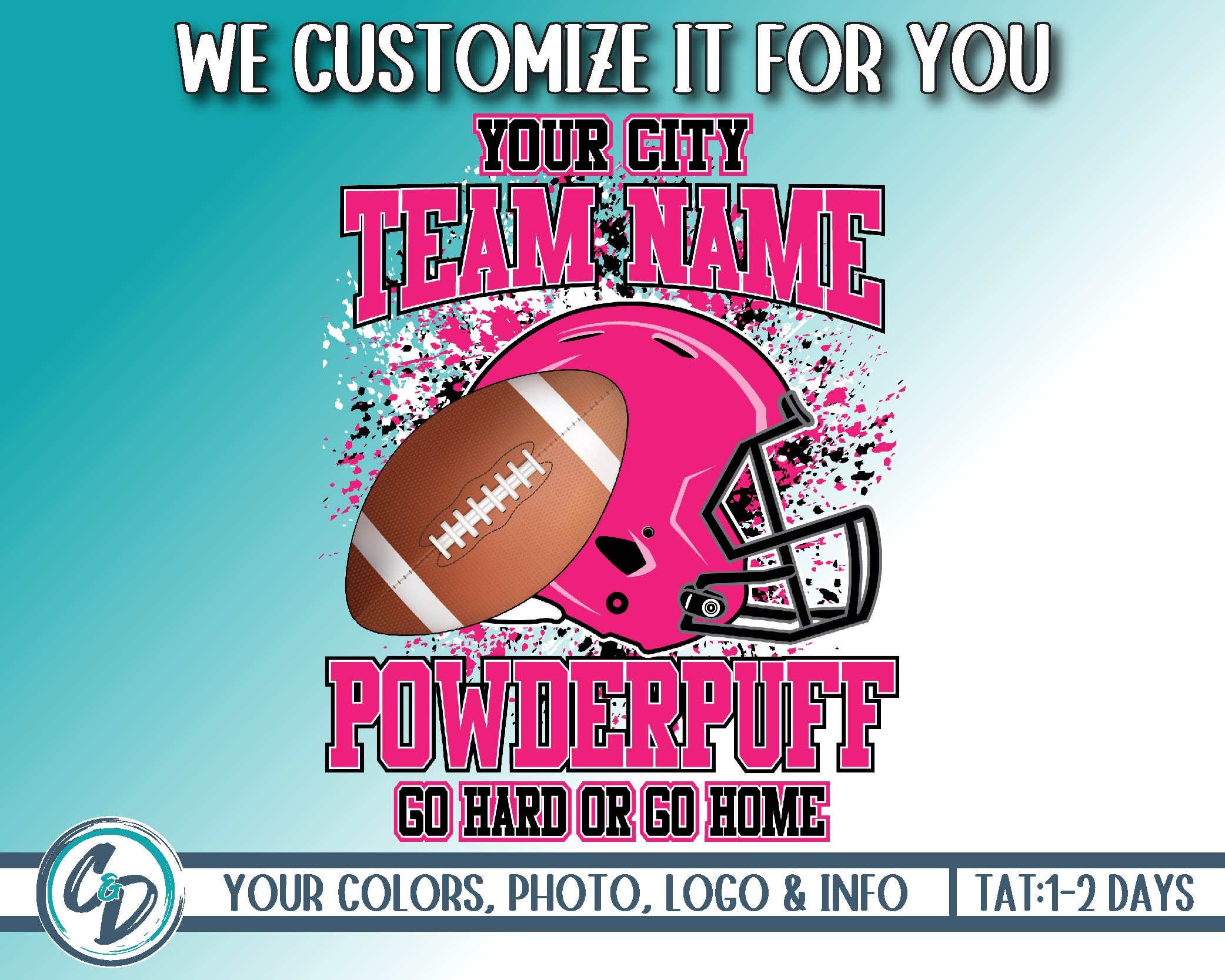 Girls Football Custom PNG, Custom Football Powderpuff Design ...