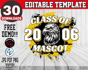 School Reunion Shirt Design Template | Editable Class Reunion Printable | Corjl SVG PNG PDF | Best School Mascot Homecoming Idea