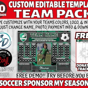Corjl Editable Soccer Sponsor My Season Fundraiser, Soccer Team Pack 30 Download, Soccer Fundraiser Template, Digital Fundraiser Ideas