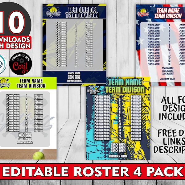 Softball Roster - Etsy