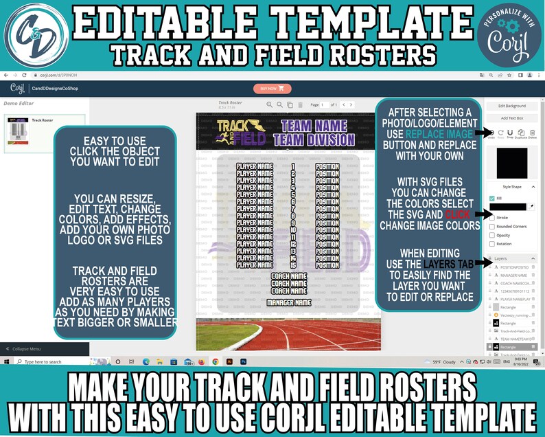 Customizable Track and Field Roster Template Pack , 4 Designs Included ...