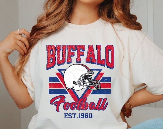 Comfort Colors Buffalo Football Shirt, Buffalo Football Shirt, Vintage Style Buffalo Football Shirt, Buffalo Shirt, Sunday Football Shirt