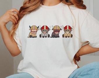 Custom Buffalo Highland Cow Football Shirt, Custom Highland Cow Football Shirt, Football Shirt, Sunday Football Tee, College Football Merch