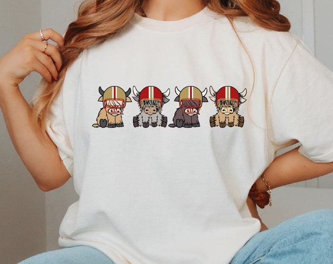 Custom Buffalo Highland Cow Football Shirt, Custom Highland Cow Football Shirt, Football Shirt, Sunday Football Tee, College Football Merch