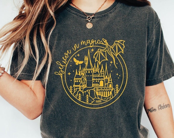 Believe In Magic Shirt, Magic Dragon Shirt, Dragon Shirt, Magic School Shirt, Wizard School Shirt, School Shirt, Wizard Shirt, Magical Shirt