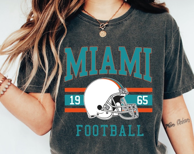 Miami Football Shirt, Miami Shirt,  Miami Football Womens  And Mens Shirt, American Football Team Shirt, Miami Football Fan Retro T-shirt