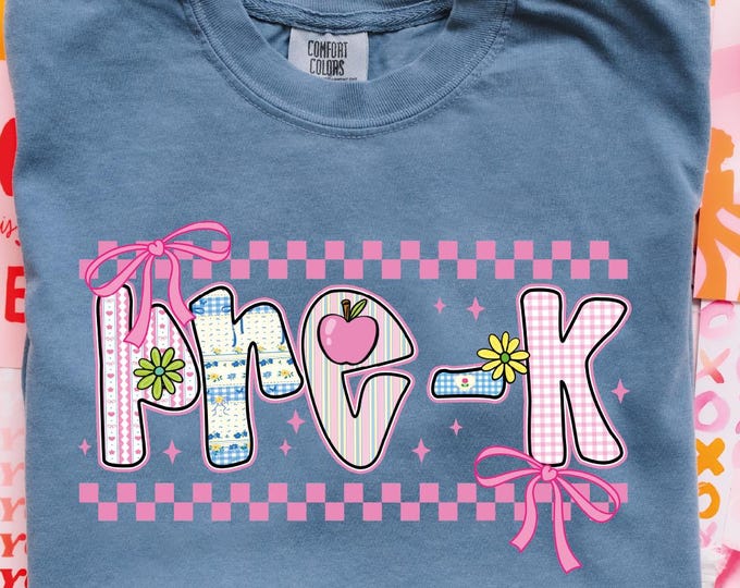 Comfort Colors PreK Teacher Shirt, Back To School Gift, Preschool Teacher Shirt, Gift For Teacher, Coquette Bow Teacher, Pre-K Teacher Shirt