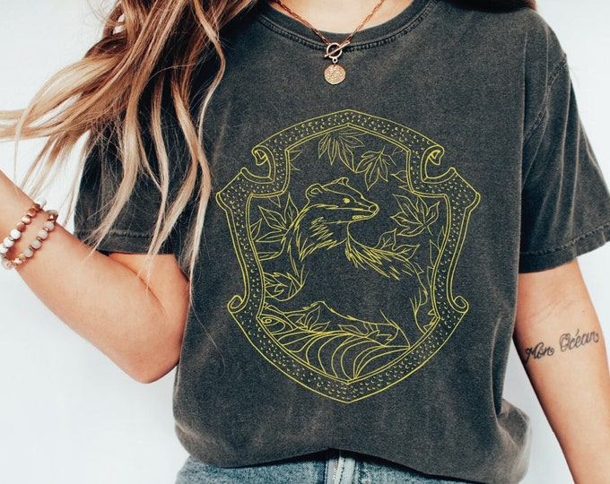 Personalized Yellow House Shirt, Wizard School Shirt, Wizard House Tshirt, Universal Studios Shirt, Magic School Shirt, Magical Tee, Hflpuf