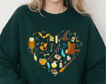 Wizard Heart Sweatshirt, Wizard School House Sweater, Universal Studios Hoodie, Magic House Sweater, Wizard Wand Sweater, Witch Heart Hoodie